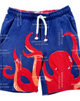 Mini Boden Octo-Fun Short Boys Octopus Jersey Shorts - Navy and Red