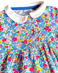 Baby Boden Girls Jersey Collared Dress - Multi Sky Apple Blossom