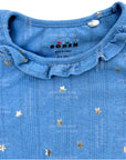 NWOT Mini Boden Twinkle Ribbed Azure with Gilded Stars Top