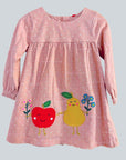 NWOT Baby Boden Mini Boden Fruit Appliqué Dress Girls Apple & Pear