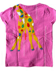 Mini Boden Girls Front & Back Big Appliqué Pink Giraffe Tee