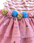 Mini Boden Twinkling Tulle Dress With Pompoms & Soft Pink Sparkling Stardust