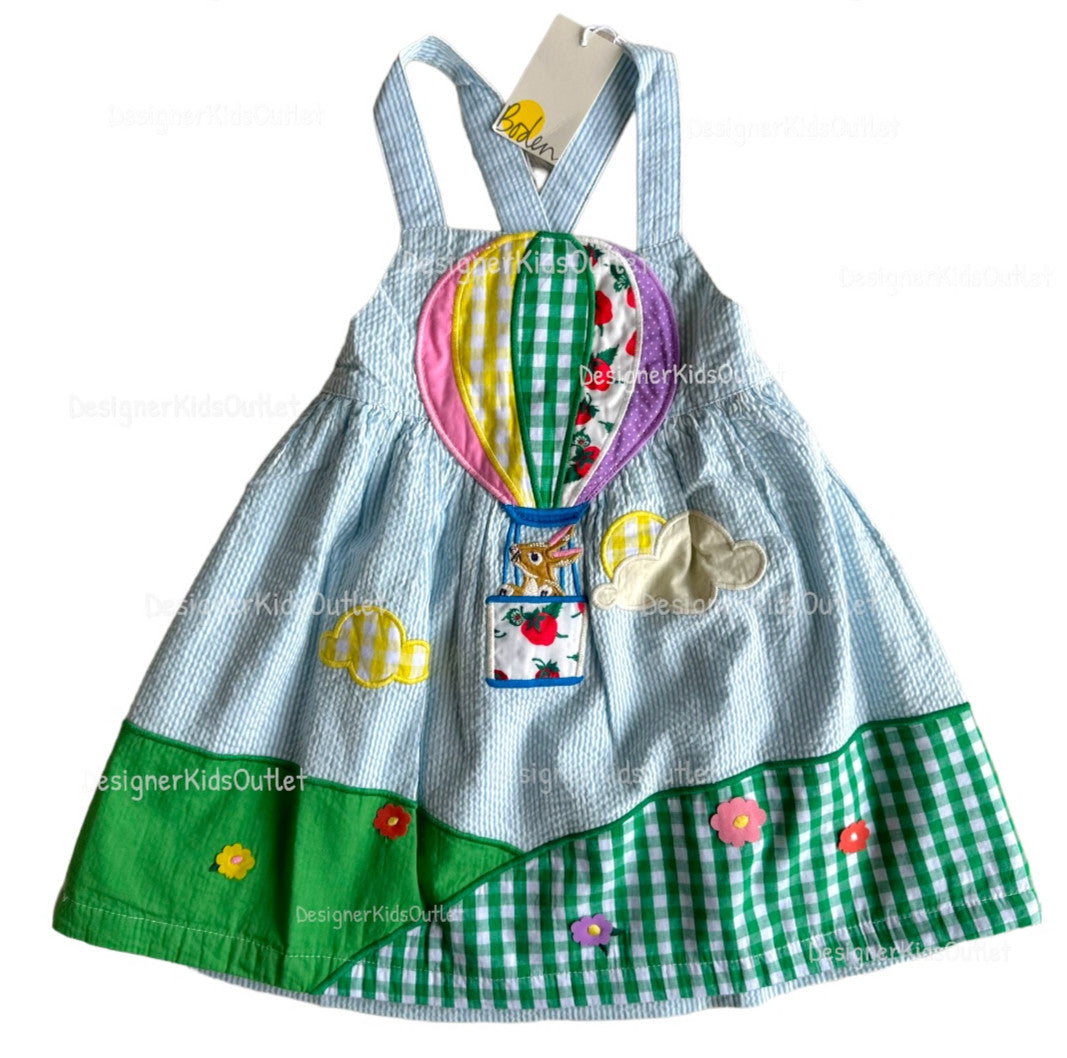 New! Mini Boden Hot Air Balloon Pinnie Pinafore in Blue – Designer Kids  Outlet