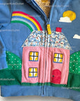 Pre-Loved Mini Boden Baby House Applique Shaggy Lined Hoodie, Elizabethan Blue