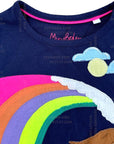 Mini Boden Girls Surfing T-shirt the Spectrum Ocean Rainbow Appliqué Wave