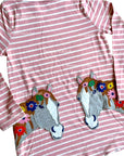 Mini Boden Pink Stripe Horse Appliqué Pockets Tunic Dress
