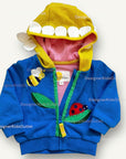 Pre-Loved Mini Boden Girls Appliqué Hoodie Blue Flower Baby Boden
