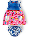 Mini Boden Baby Girls Jersey Pink Lemonade Ice Creams Summer Dress And Knickers