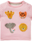 Baby Boden Girls Crochet T-shirt Pink Lemonade/Ivory Jungle Mini Boden Safari