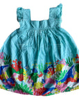 Mini Boden Girls Woven Coral Scene Dress Georgian Blue