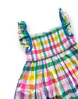 NWOT Mini Boden Rainbow Gingham Dress With Pockets