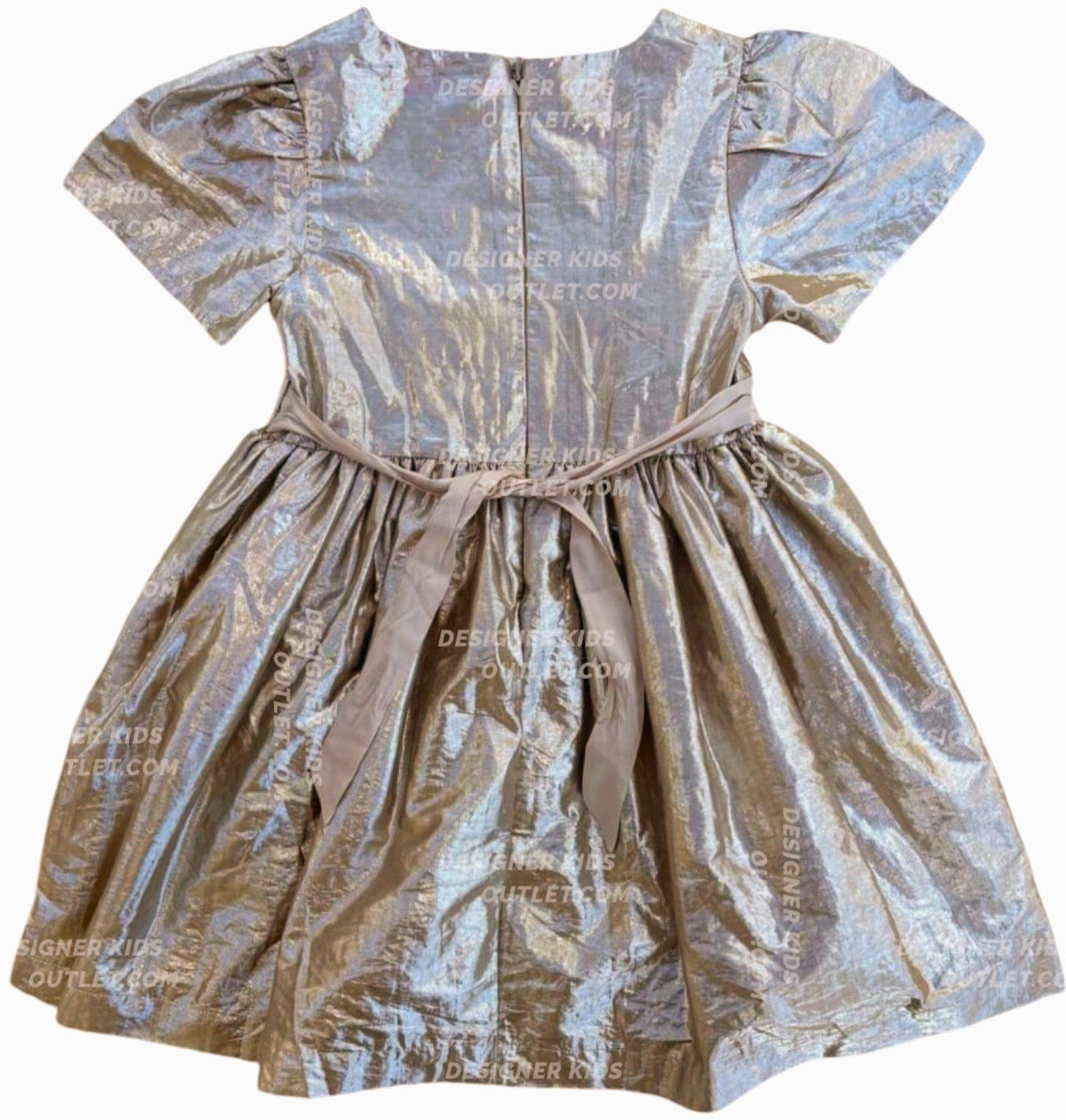 mini boden gold dress Pre-Loved Gilded Glamour Bow Metallic – Designer Kids Outlet Birthday dress