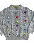 Sample Mini Boden Knitted Wool Cable Sweater Multi Pom Pom