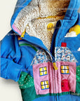 Pre-Loved Mini Boden Baby House Applique Shaggy Lined Hoodie, Elizabethan Blue