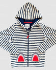 Mini Boden Boys Striped Nautical Shark Fin Zip-Up Hoodie - Black & White