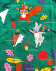 Mini Boden Fall Big Appliqué Jersey Dress in Green Squirrel Hedgehog