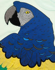 Mini Boden Animal Textured T-Shirt in Fresh Water Blue Parrot with Appliqué