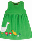 Pre-Loved Frugi Green Needlecord Lily Dress Fjord Duck Goose Girls