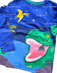 Mini Boden Boys Appliqué Dinosaure Roaring Dino Blue T-shirt