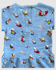 Mini Boden Girls Long-Sleeved Snow Bunny Pattern Dress - Sky Blue