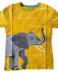 Mini Boden Boys Mustard Yellow Color Shirt with Gray Appliqué Elephant