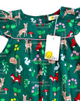 NWT Mini Boden Green Woodland Critters Romper Size 9-12 Months