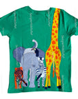 Mini Boden Jungle Safari Animal T-shirt Sapling Green Front and Back Appliqué