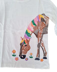 Mini Boden Superstitch Animal Horse Rainbow Flowers Embroidered T-Shirt