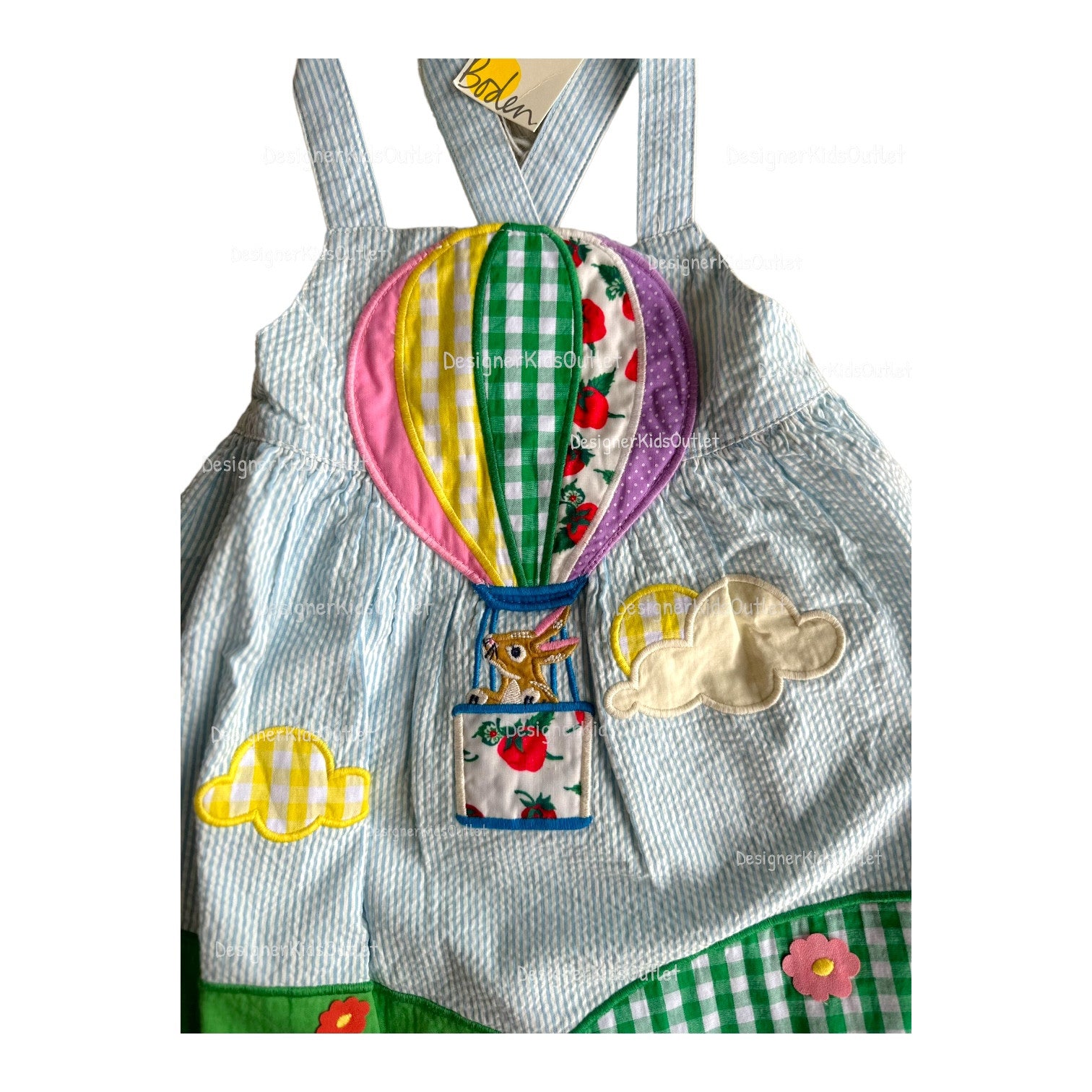 New! Mini Boden Hot Air Balloon Pinnie Pinafore in Blue – Designer Kids  Outlet
