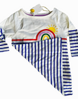 Mini Boden Girls Everyday Sun Rise Breton Shirt – Blue Ivory Stripe