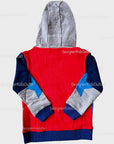 Mini Boden Boys Hoodie Sweatshirt Strawberry Tart Red Star With Gray and Blue