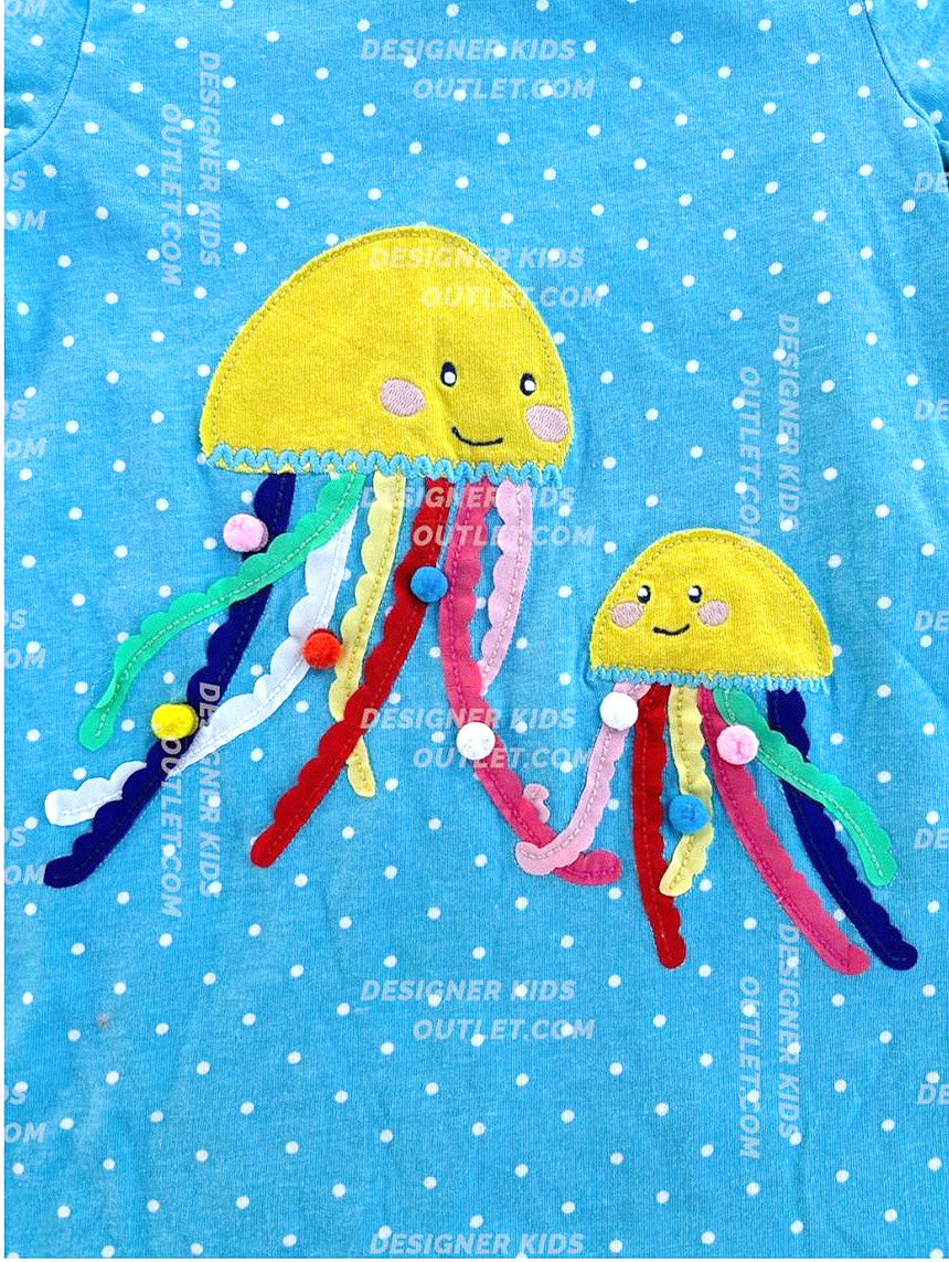 jellyfish mini dress Mini Boden Aqua Jellyfish Polka Dot Appliqué Dress & Bloomers