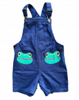 Mini Boden Overalls in Rich Emerald Green Frogs Short Romper