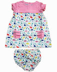 Mini Boden Baby Girls Printed Dino Jersey Dress And Knickers Set