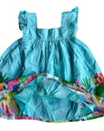 Mini Boden Girls Woven Coral Scene Dress Georgian Blue