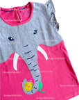 Mini Boden Flutter Appliqué T-Shirt Bright Camellia Pink Elephant