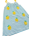 Mini Boden Girls Blue and White Stripes Dress with Lemon Appliqué