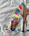 NWOT Mini Boden Girls Superstitch Sweatshirt Grey Marl Horse Girls