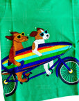 Mini Boden Boys Appliqué Bike Riding Surfboard Dog T-Shirt - Fresh Green