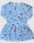 Mini Boden Girls Long-Sleeved Snow Bunny Pattern Dress - Sky Blue