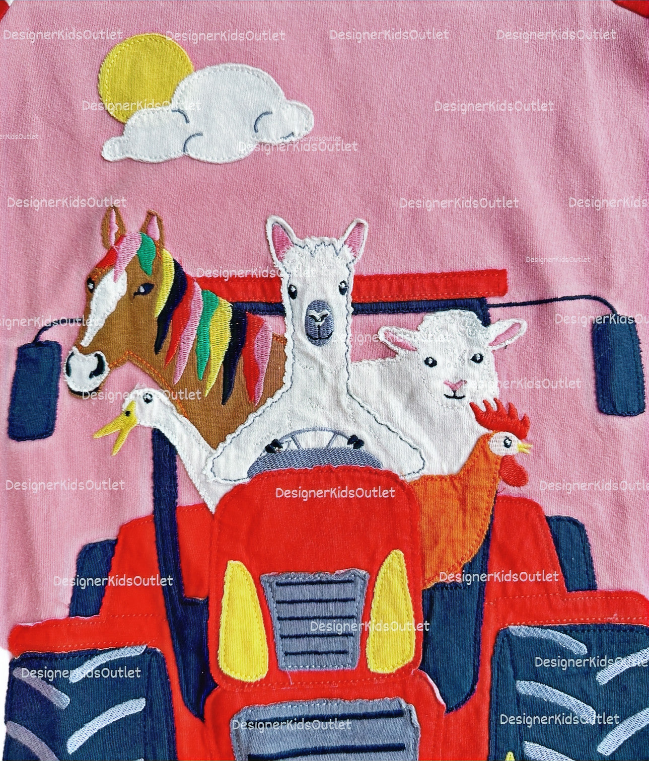 mini boden farm dress Mini Boden Girls Appliqué Dress Bright Petal Pink Farm Animals On Tractor