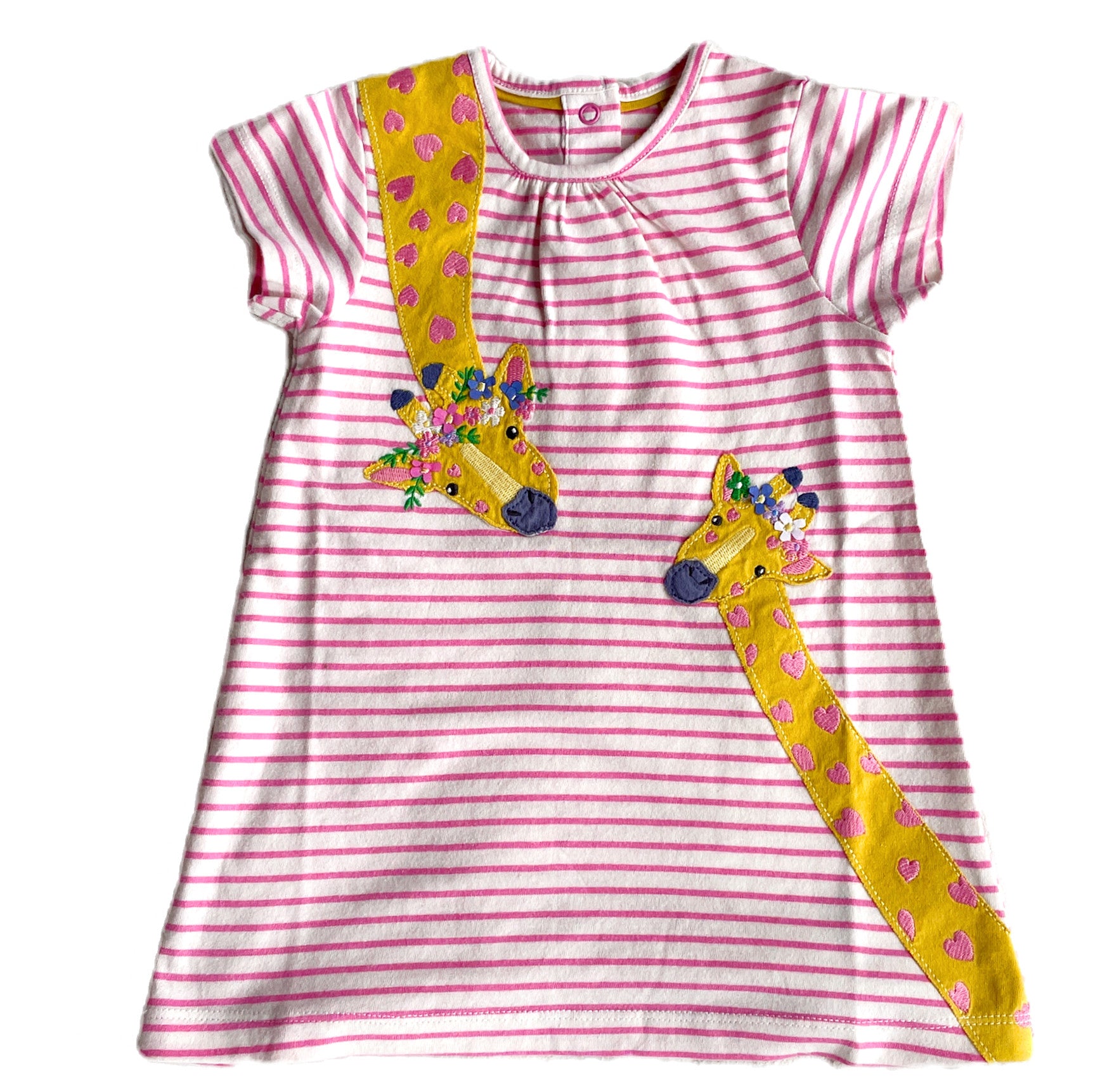 Baby Boden Giraffe Appliqué Jersey Dress Multi Jungle Friend