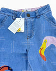 NWT Mini Boden Denim Fantasy Flamingo Flares Denim Jeans for Girls