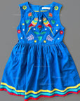 Pre-Loved Jungle Vintage Dress Marina Blue Embroidered