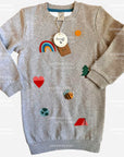 NWT Frugi Playful Patches Sweater Bee Rainbow Heart Tree