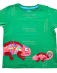 Mini Boden Boys Green Bouclé Chameleon & Friends Adventure T- Shirt SuperStitch