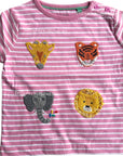 Baby Boden Girls Crochet T-shirt Pink Lemonade/Ivory Jungle Mini Boden Safari