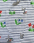 Mini Boden Girls Printed Jersey Collared Dress Multi Bunny Stripe With Flowers
