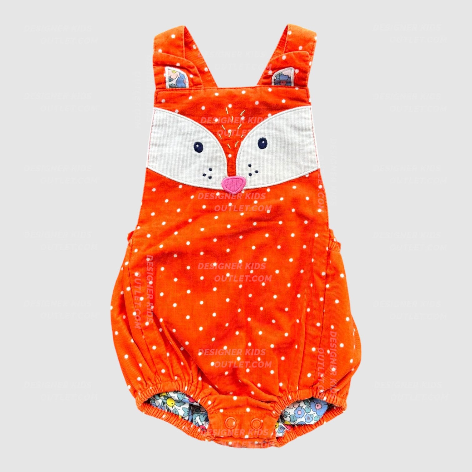 NWOT Mini Boden Cheeky Cub Polka Romper in Sunset Orange