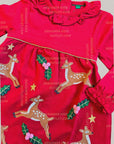Mini Boden Baby Girls Red Reindeer Appliqué Dress